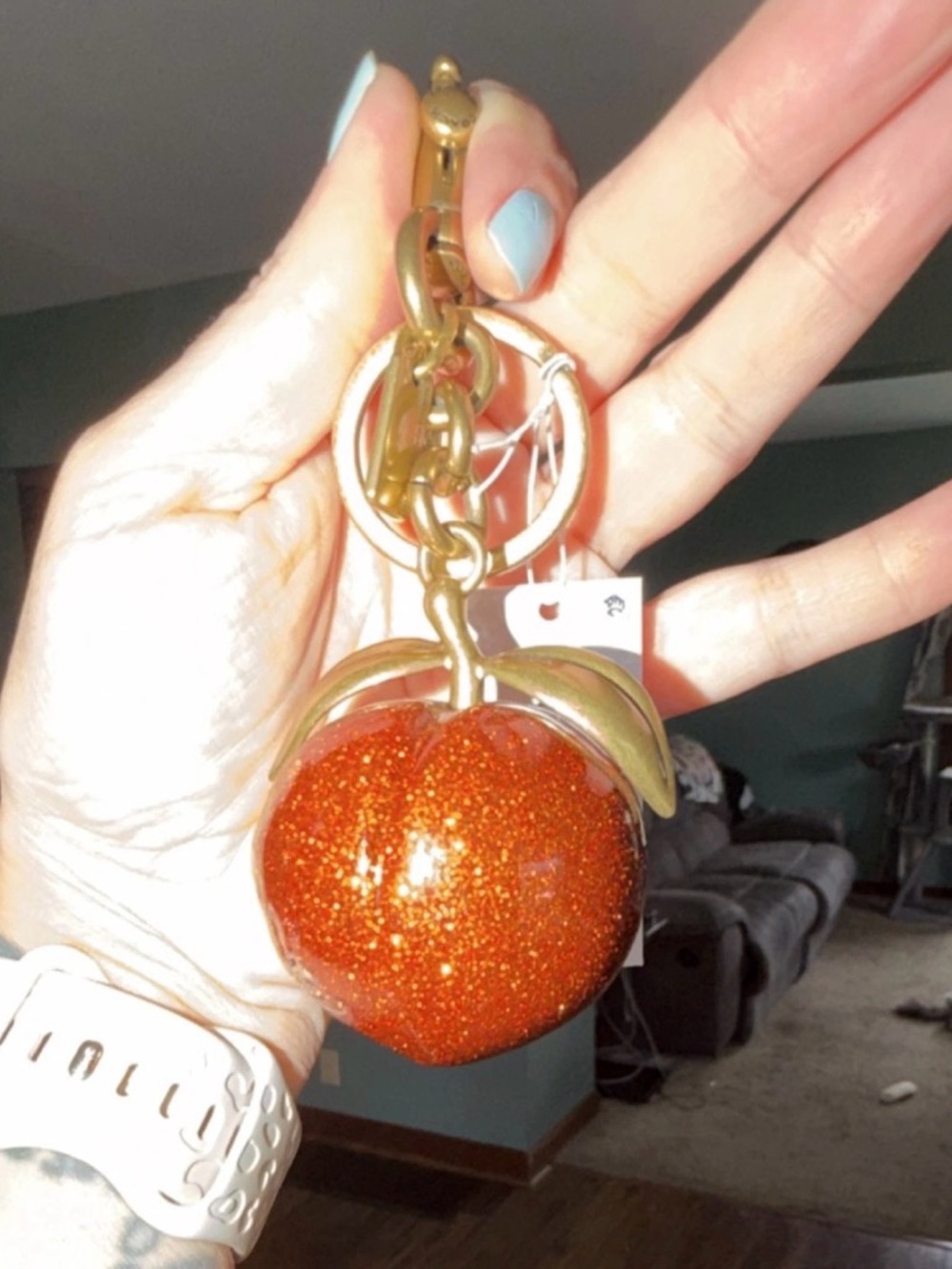 COACH Glitter Peach Keychain - Sparkling Copper/Gold TSITP - Picture 5 of 7